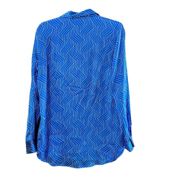 Equipment Femme Women's Blue 100% Silk Long Sleeves Button Dow Shirt Size Large - Picture 3 of 7